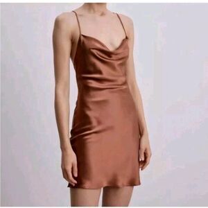 Silk Maison Strappy Crossback Cowl Sexy Silk Mini Dress